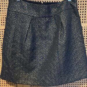 LOFT Black with Gold Metallic Thread Accents A Line Flared Short Shirt Size 6